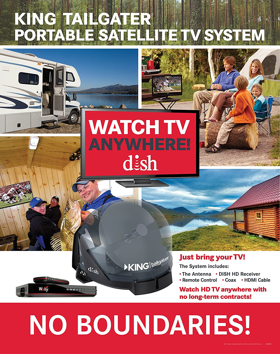 VQ4550 Tailgater Bundle - Portable Satellite TV Antenna and DISH Wally HD Receiver