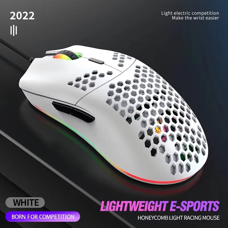 M1 Wired Lightweight Gaming Mouse 69G Ultralight Honeycomb Shell RGB Chroma Backlit 6400 DPI Ergonomic for Laptop PC Mac Gamer