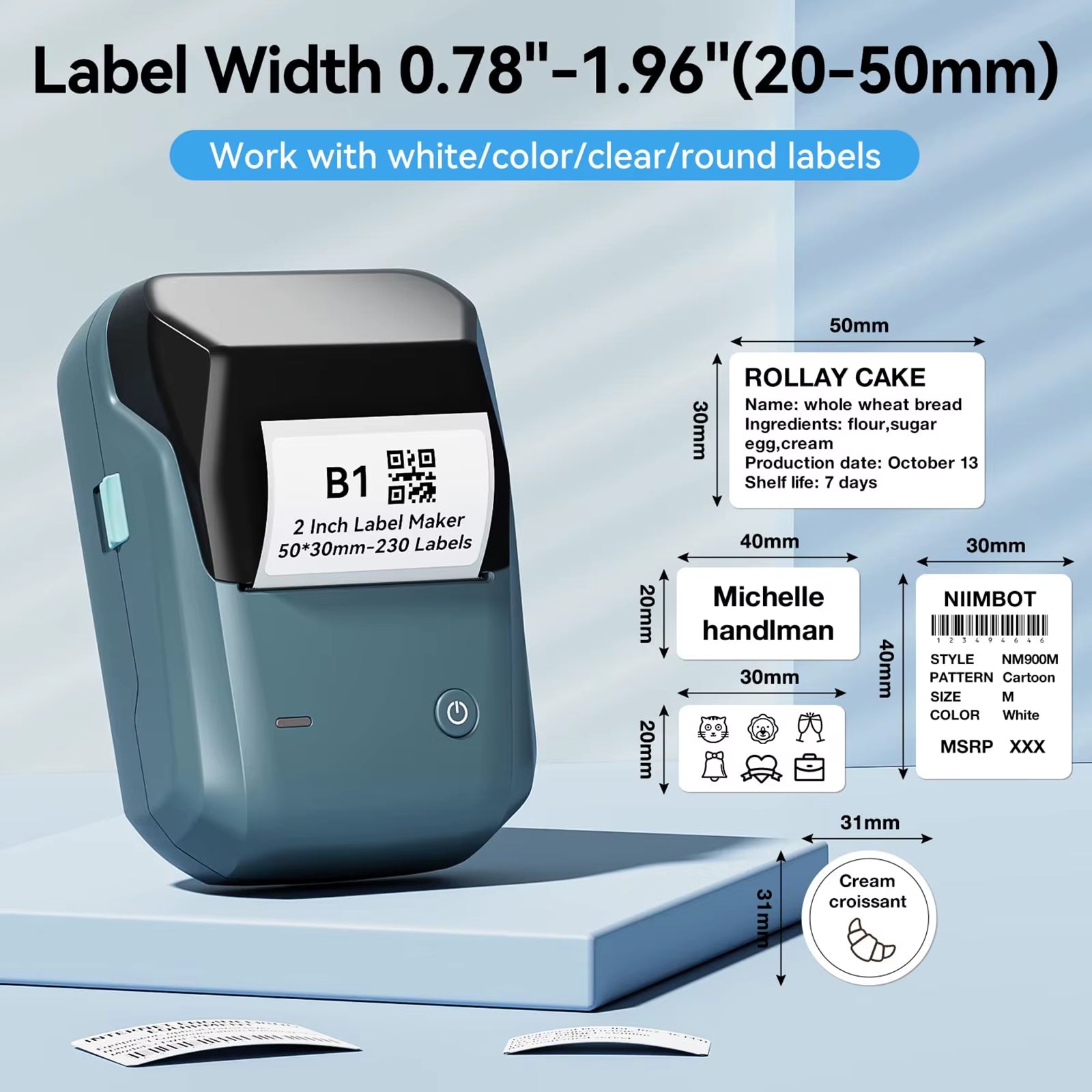 B1 Portable Label Printer Mini Thermal Self-Adhesive Sticker Printer Mobile Pocket Tag Price UV Label Sticker Printer