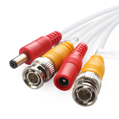 BNC Video Power Cable 30 Feet Pre-Made All-In-One Video Security Camera Cable Wire with Two Connectors for CCTV DVR Surveillance System