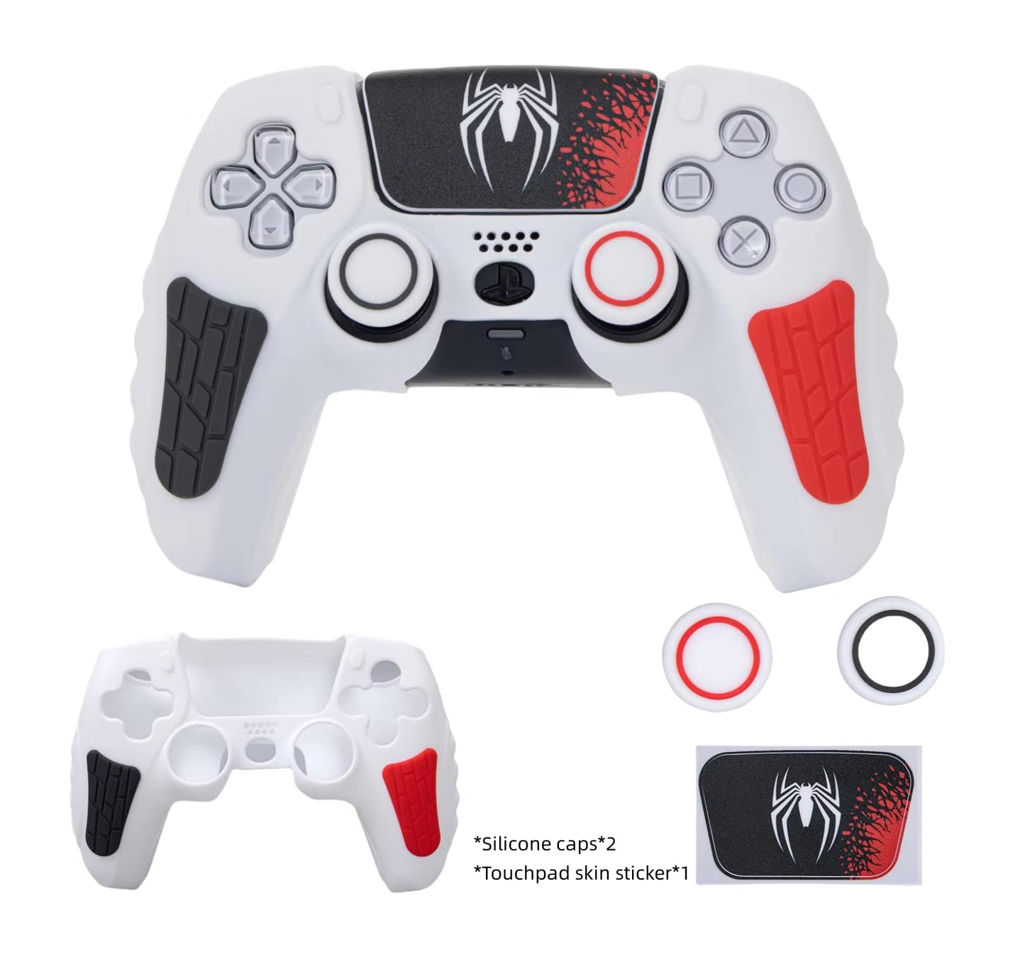 For PS5 Controller Cover Case Anti-Slip Silicone Cover Skin Compatible with PS5 Controller with Thumb Grip Cap Sticker