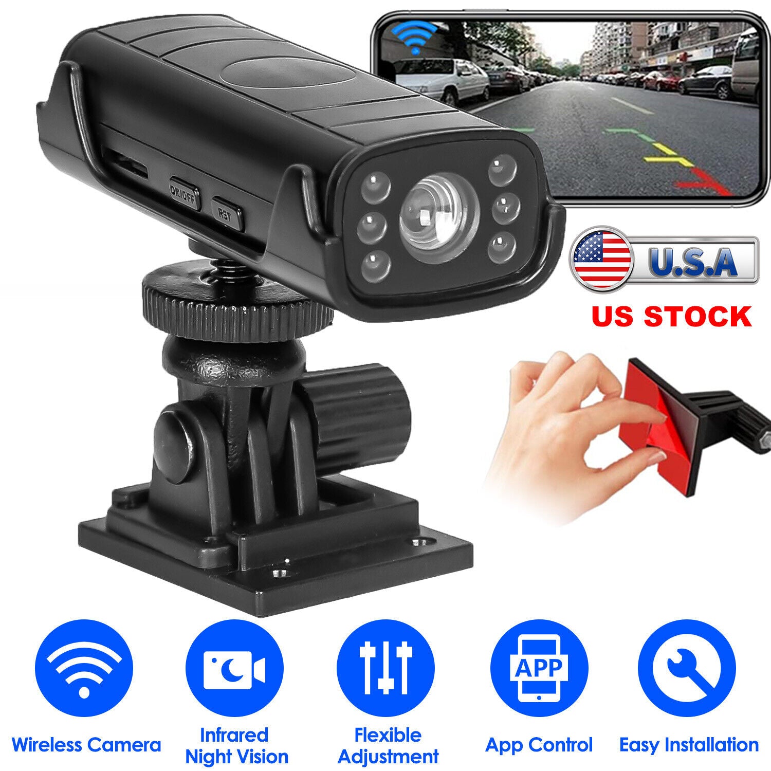 Wireless Backup Camera Reverse Hitch Guide Camera Rechargeable Trailer Camera