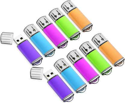 32GB Flash Drive USB 2.0 Flash Memory Stick Drive 10 Pack 32 GB USB Flash Drives Thumb Drive 32G Gig USB Drives Pen Drive Jump Drive, Mixed Colors