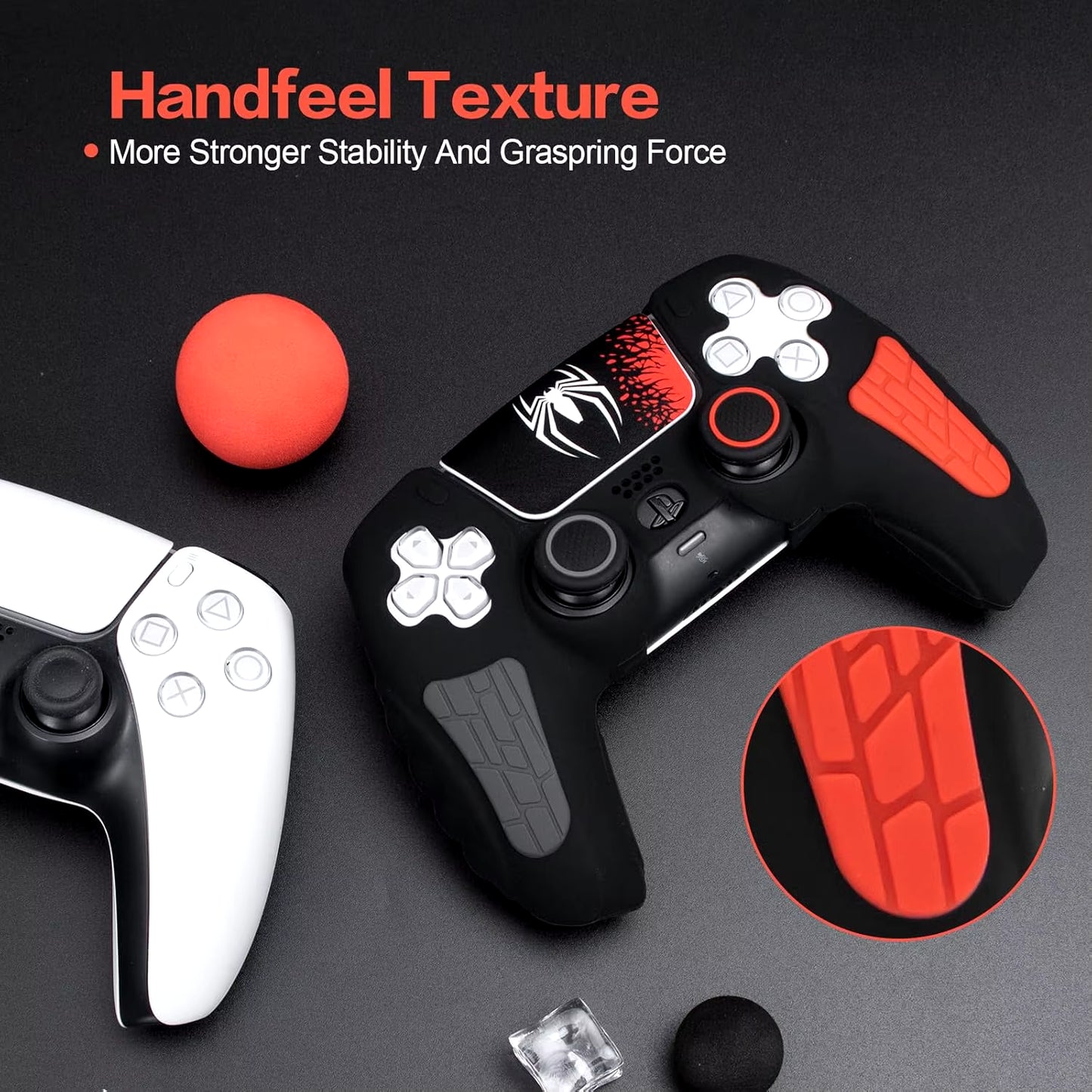 For PS5 Controller Cover Case Anti-Slip Silicone Cover Skin Compatible with PS5 Controller with Thumb Grip Cap Sticker