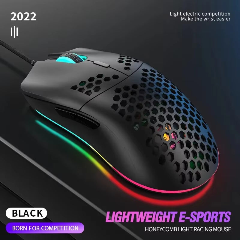 M1 Wired Lightweight Gaming Mouse 69G Ultralight Honeycomb Shell RGB Chroma Backlit 6400 DPI Ergonomic for Laptop PC Mac Gamer