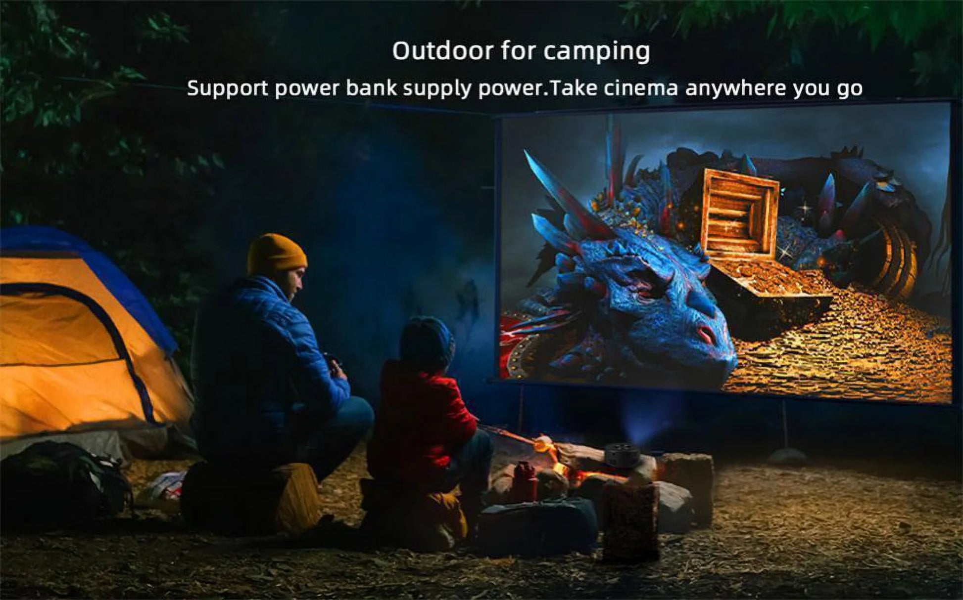 YT200 HD Mini Projector with Remote & Data Cable, Black