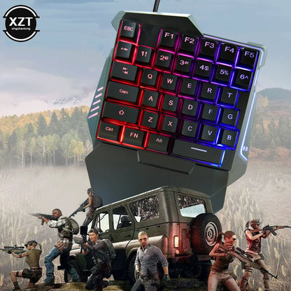 USB One-Handed Keyboard Gaming Mechanical Keyboard Portable 35 Keys Mini Wired Keyboard Ergonomic Gaming Keyboard