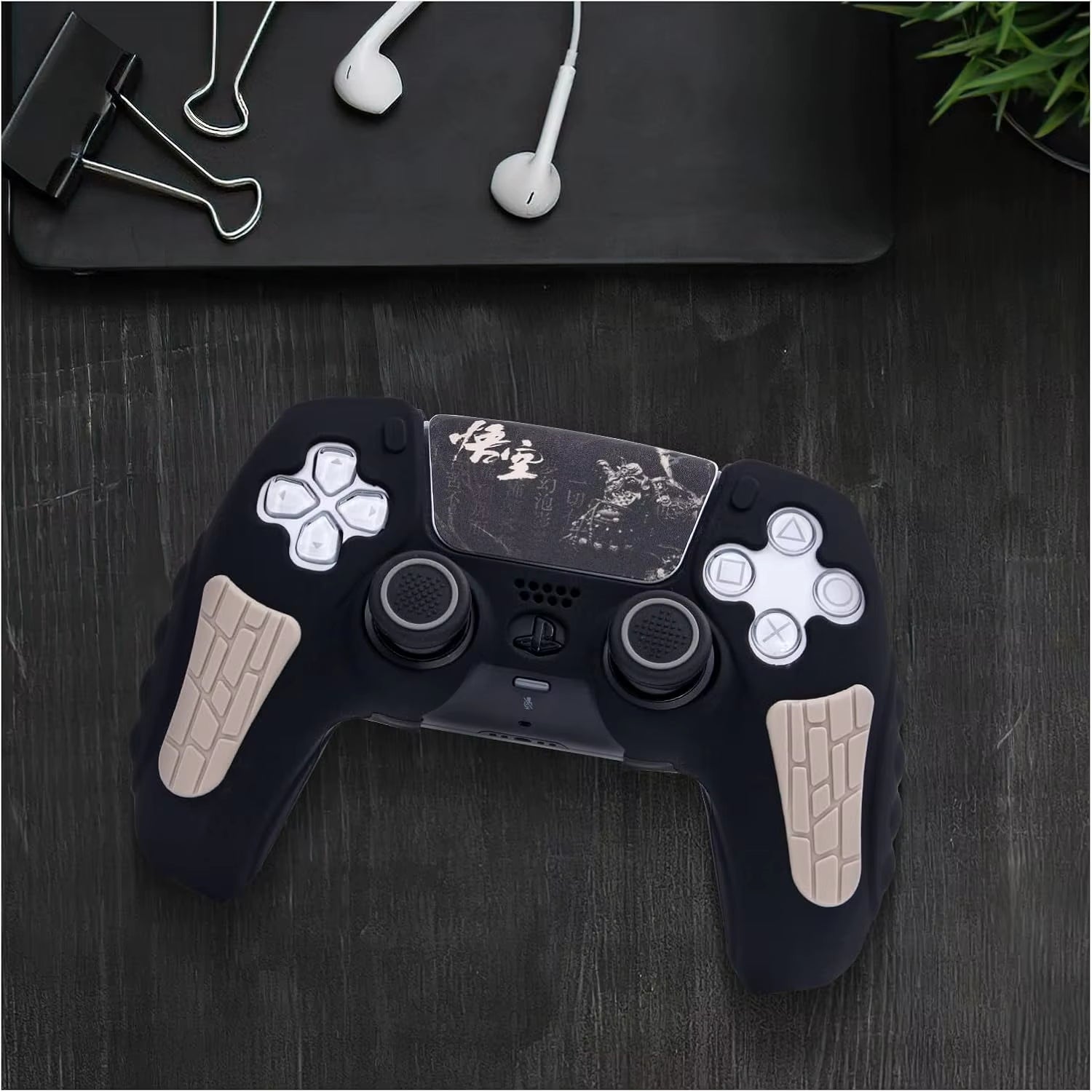 For PS5 Controller Cover Case Anti-Slip Silicone Cover Skin Compatible with PS5 Controller with Thumb Grip Cap Sticker